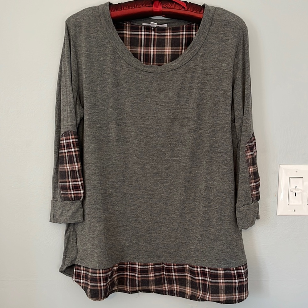 DREW gray & plaid tunic